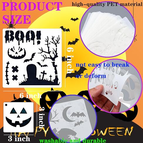 Painting Stencils,Reusable Painting DIY Stencil for Painting Decoration (Hallowee 72Pcs 3in and 6in) in Saudi Arabia
