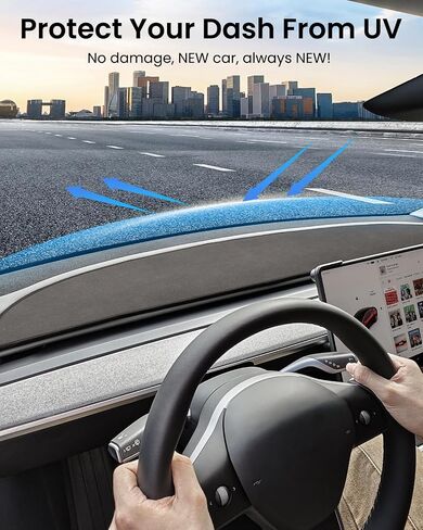 REEVAA® 2024 Newest Tesla Model 3 Highland Dashboard Cover Accessories [Anti-Glare, Full Protection] Anti-Slip Dash Cover Mat for Model 3 Highland, Soft Alcantara, Dustproof in Saudi Arabia