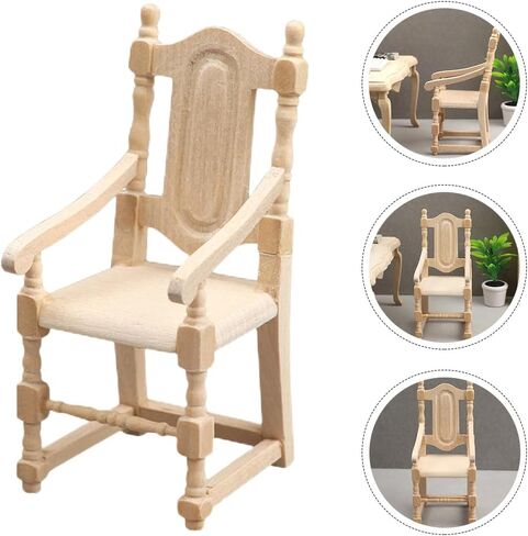 Hemoton Miniature Chair Wood Armchair Mini Dollhouse Furniture Dollhouse Top Decoration Miniature Furniture Mini Furniture Vintage Chair in Saudi Arabia