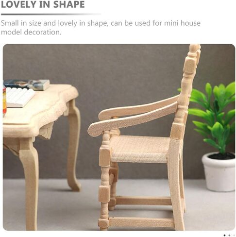 Hemoton Miniature Chair Wood Armchair Mini Dollhouse Furniture Dollhouse Top Decoration Miniature Furniture Mini Furniture Vintage Chair in Saudi Arabia
