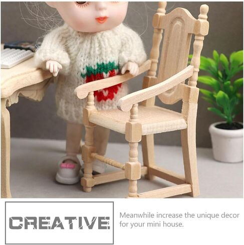 Hemoton Miniature Chair Wood Armchair Mini Dollhouse Furniture Dollhouse Top Decoration Miniature Furniture Mini Furniture Vintage Chair in Saudi Arabia
