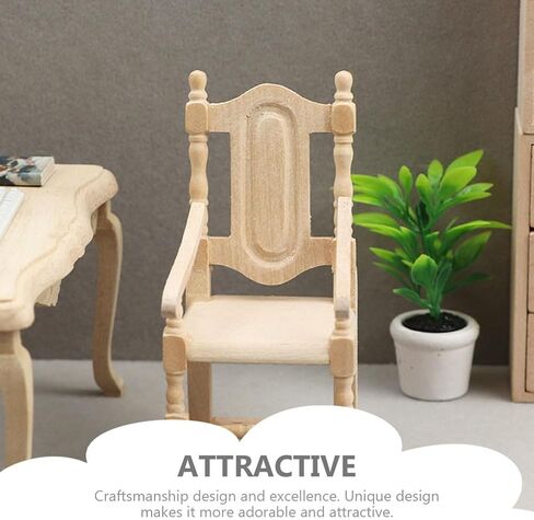 Hemoton Miniature Chair Wood Armchair Mini Dollhouse Furniture Dollhouse Top Decoration Miniature Furniture Mini Furniture Vintage Chair in Saudi Arabia