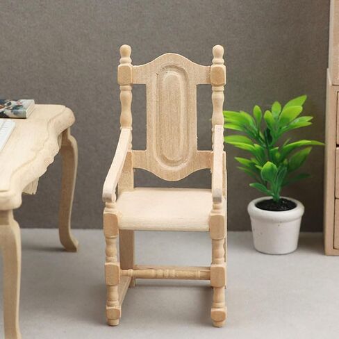 Hemoton Miniature Chair Wood Armchair Mini Dollhouse Furniture Dollhouse Top Decoration Miniature Furniture Mini Furniture Vintage Chair in Saudi Arabia