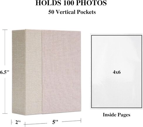 ألبوم صور كتان مقاس 4×6 يضم 200 صورة، ألبوم صور على رف الكتب بغلاف مقوى صغير مثالي للسفر في حفلات الزفاف للأطفال، بيج in Saudi Arabia