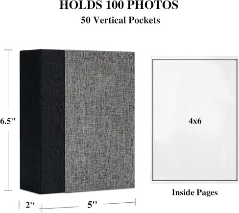 ألبوم صور كتان مقاس 4×6 يضم 200 صورة، ألبوم صور على رف الكتب بغلاف مقوى صغير مثالي للسفر في حفلات الزفاف للأطفال، بيج in Saudi Arabia