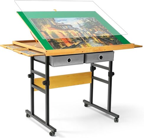 ALL4JIG 1500 Pieces Jigsaw Puzzle Board with Legs, 35.4"x26.4" Adjustable Puzzle Board for Adults, 3-Tilting Angles, Multi-Functional with 4+2 Drawers & Protective Cover in Saudi Arabia