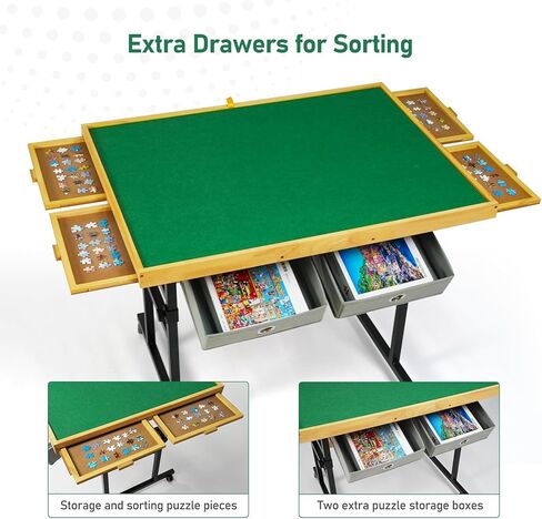 ALL4JIG 1500 Pieces Jigsaw Puzzle Board with Legs, 35.4"x26.4" Adjustable Puzzle Board for Adults, 3-Tilting Angles, Multi-Functional with 4+2 Drawers & Protective Cover in Saudi Arabia