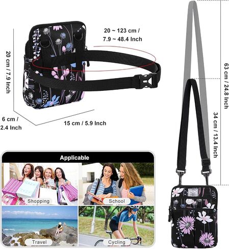 KAMO Multifunction Phone Bag One Shoulder Phone Waist Bag Diagonal Cross Bag Smart Phone Case Outdoor Bag Triple Zip Hipster Crossbody Purse for Women & Men in Kuwait