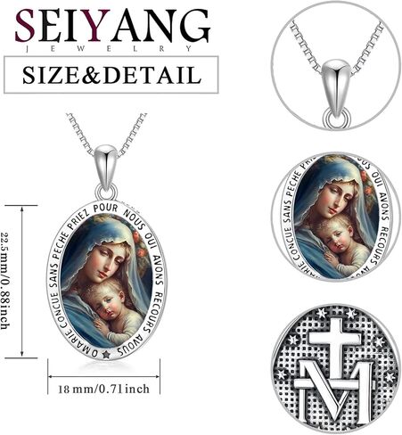 Seiyang 925 Sterling Silver Patron Saint Necklace Amulet Medal Pendant Religious Jewelry Gifts for Women Men First Communion Gifts in Saudi Arabia