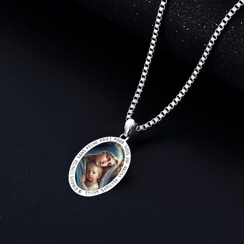 Seiyang 925 Sterling Silver Patron Saint Necklace Amulet Medal Pendant Religious Jewelry Gifts for Women Men First Communion Gifts in Saudi Arabia