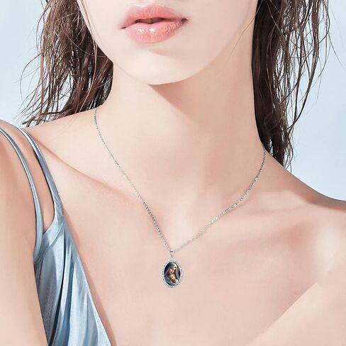 Seiyang 925 Sterling Silver Patron Saint Necklace Amulet Medal Pendant Religious Jewelry Gifts for Women Men First Communion Gifts in Saudi Arabia
