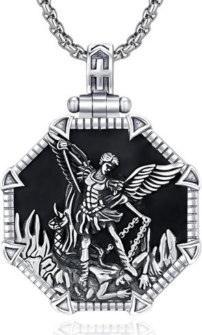 Saint Necklace 925 Sterling Silver Saint Necklace Amulet Pendant Jewelry Saint Necklace Medallion Necklaces Religious Gift for Men Women in Saudi Arabia