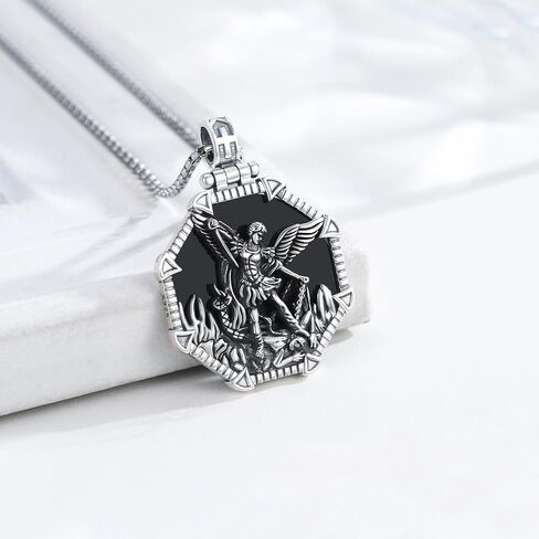 Saint Necklace 925 Sterling Silver Saint Necklace Amulet Pendant Jewelry Saint Necklace Medallion Necklaces Religious Gift for Men Women in Saudi Arabia