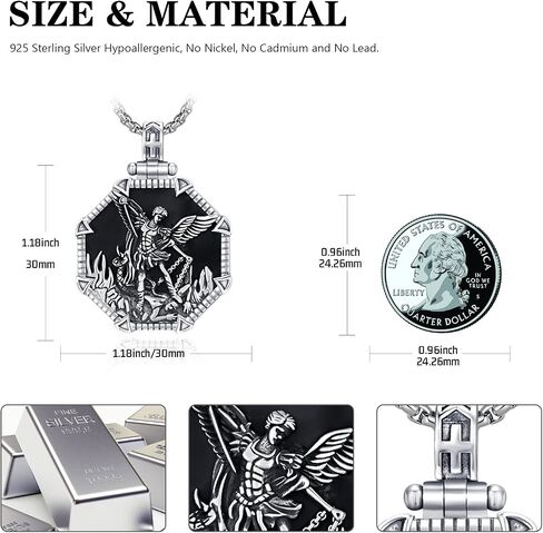 Saint Necklace 925 Sterling Silver Saint Necklace Amulet Pendant Jewelry Saint Necklace Medallion Necklaces Religious Gift for Men Women in Saudi Arabia