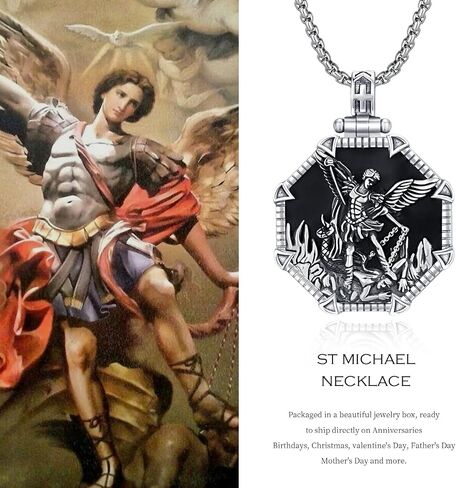 Saint Necklace 925 Sterling Silver Saint Necklace Amulet Pendant Jewelry Saint Necklace Medallion Necklaces Religious Gift for Men Women in Saudi Arabia