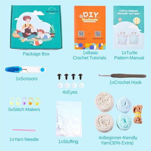 Eelexa Crochet Kit for Beginners, Crochet Animal Kits for Adults and Kids, Step-by-Step Video Tutorials and Easy Peasy Yarn, 3 Cats in Kuwait