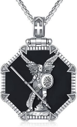 Saint Necklace 925 Sterling Silver Saint Necklace Amulet Pendant Jewelry Saint Necklace Medallion Necklaces Religious Gift for Men Women in Saudi Arabia