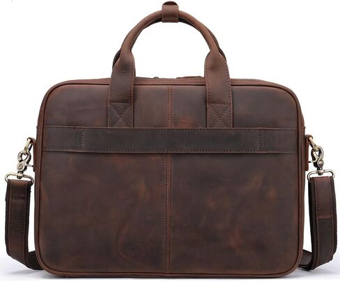 STAR VISTA Siro 15.6" Slim Laptop Messenger Bag, Full Grain Leather Briefcase, YKK Zippers, Brass Hardware in Kuwait