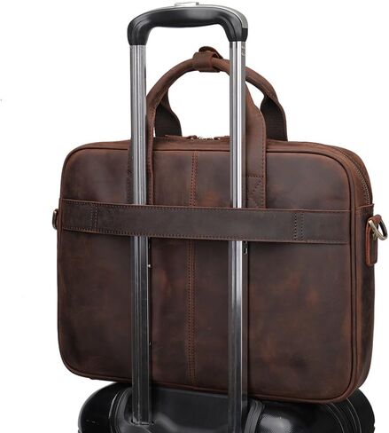 STAR VISTA Siro 15.6" Slim Laptop Messenger Bag, Full Grain Leather Briefcase, YKK Zippers, Brass Hardware in Kuwait