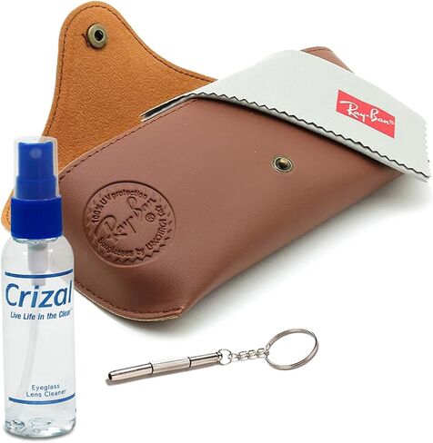 حافظة النظارات الشمسية إصدار خاص من Ray-Ban - بخاخ محلول تنظيف العدسات من Crizal - قطعة قماش من الألياف الدقيقة، ومفك سلسلة مفاتيح - حزمة in Saudi Arabia