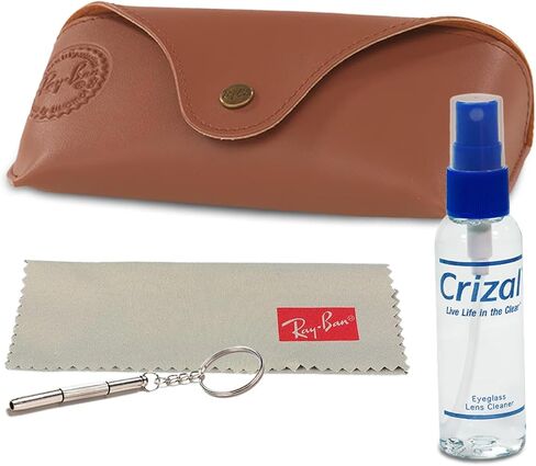 حافظة النظارات الشمسية إصدار خاص من Ray-Ban - بخاخ محلول تنظيف العدسات من Crizal - قطعة قماش من الألياف الدقيقة، ومفك سلسلة مفاتيح - حزمة in Saudi Arabia
