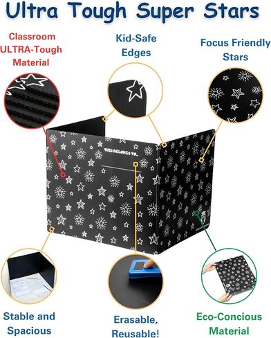Black (2) Privacy Folders for Students - Durable Plastic Erasable - Testing Dividers for Classroom - Easy-Clean Classroom Privacy Shields for Student Desks - Test Dividers for Student Desk in Saudi Arabia