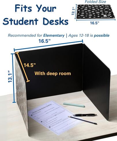 Black (2) Privacy Folders for Students - Durable Plastic Erasable - Testing Dividers for Classroom - Easy-Clean Classroom Privacy Shields for Student Desks - Test Dividers for Student Desk in Saudi Arabia