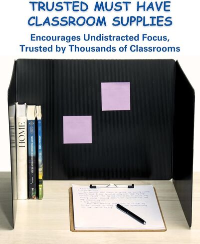 Black (2) Privacy Folders for Students - Durable Plastic Erasable - Testing Dividers for Classroom - Easy-Clean Classroom Privacy Shields for Student Desks - Test Dividers for Student Desk in Saudi Arabia