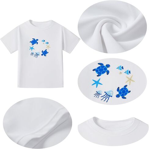 Boys Two Piece Rash Guard Swimsuits Kids Short Sleeve Swimwear Sets with UPF 50+ Sun Protection Bathing Suit for 2-8 Years in Saudi Arabia
