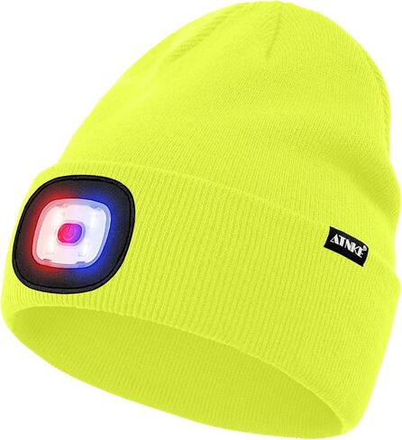 ATNKE LED Lighted Beanie Hat,USB Rechargeable 4 LED Red and Blue Flashing Running Headlamp Cap Gifts for Men and Women in Saudi Arabia