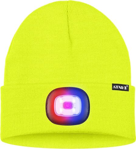 ATNKE LED Lighted Beanie Hat,USB Rechargeable 4 LED Red and Blue Flashing Running Headlamp Cap Gifts for Men and Women in Saudi Arabia