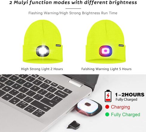 ATNKE LED Lighted Beanie Hat,USB Rechargeable 4 LED Red and Blue Flashing Running Headlamp Cap Gifts for Men and Women in Saudi Arabia