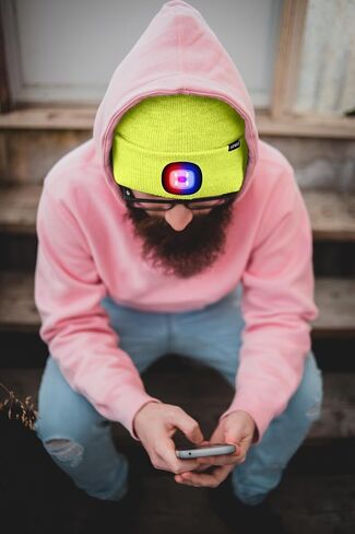 ATNKE LED Lighted Beanie Hat,USB Rechargeable 4 LED Red and Blue Flashing Running Headlamp Cap Gifts for Men and Women in Saudi Arabia