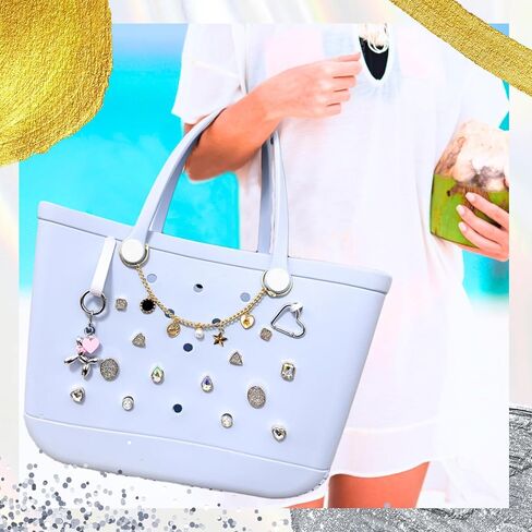 Bling Charm لحقيبة Bogg، مجموعة خطاف ملحقات حقيبة Bogg، حقيبة Momlife Charm لحقيبة حمل الشاطئ، ملحقات حقائب الشاطئ المطاطية in Kuwait