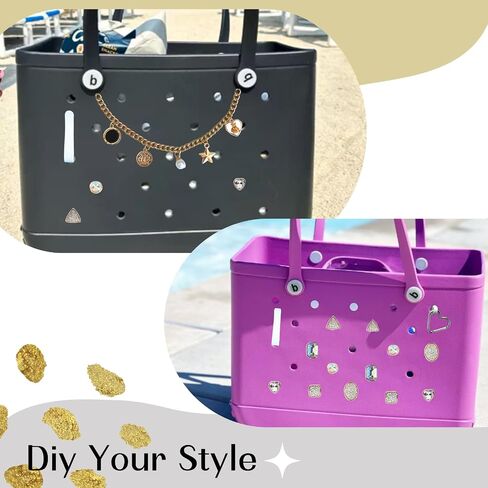 Bling Charm لحقيبة Bogg، مجموعة خطاف ملحقات حقيبة Bogg، حقيبة Momlife Charm لحقيبة حمل الشاطئ، ملحقات حقائب الشاطئ المطاطية in Kuwait