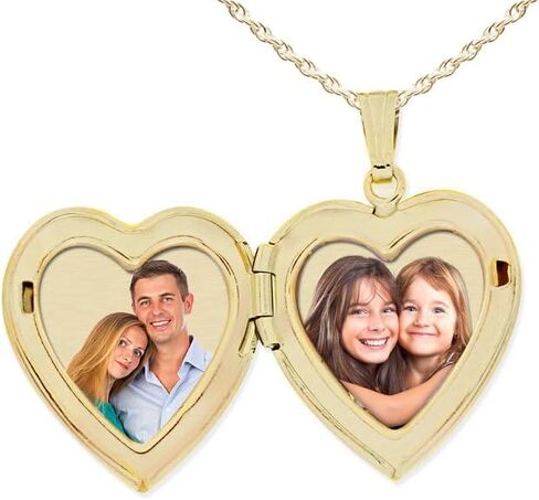 PicturesOnGold.com الصلبة 14K الذهب الأصفر على شكل قلب صغير عادي صورة المنجد قلادة تذكارية صورة هدايا مجوهرات للرجال والنساء - 1/2 بوصة × 1/2 بوصة in Saudi Arabia