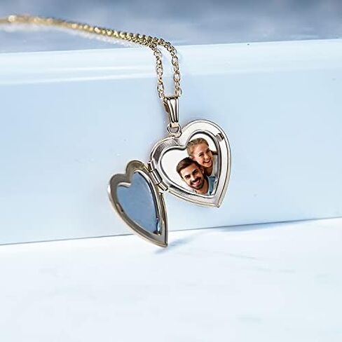 PicturesOnGold.com الصلبة 14K الذهب الأصفر على شكل قلب صغير عادي صورة المنجد قلادة تذكارية صورة هدايا مجوهرات للرجال والنساء - 1/2 بوصة × 1/2 بوصة in Saudi Arabia