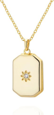 925 Sterling Silver 14K Gold Plated Rectangular Coin Lotus Photo Locket Pendant Necklace in Saudi Arabia