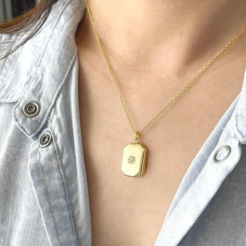 925 Sterling Silver 14K Gold Plated Rectangular Coin Lotus Photo Locket Pendant Necklace in Saudi Arabia
