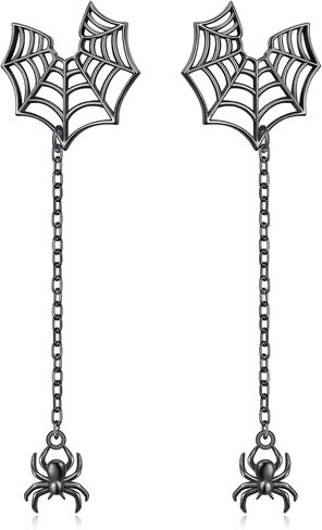 أقراط متدلية من الهالوين بو جوست سبايدر للنساء S925 من الفضة الإسترليني مجوهرات حلق مخيف in Kuwait