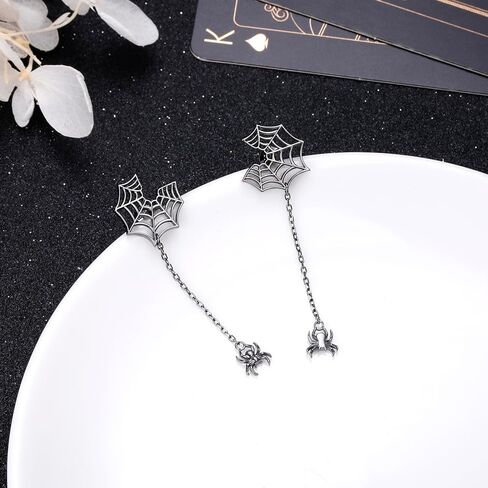 أقراط متدلية من الهالوين بو جوست سبايدر للنساء S925 من الفضة الإسترليني مجوهرات حلق مخيف in Kuwait