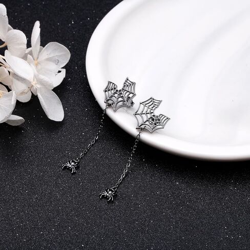 أقراط متدلية من الهالوين بو جوست سبايدر للنساء S925 من الفضة الإسترليني مجوهرات حلق مخيف in Kuwait