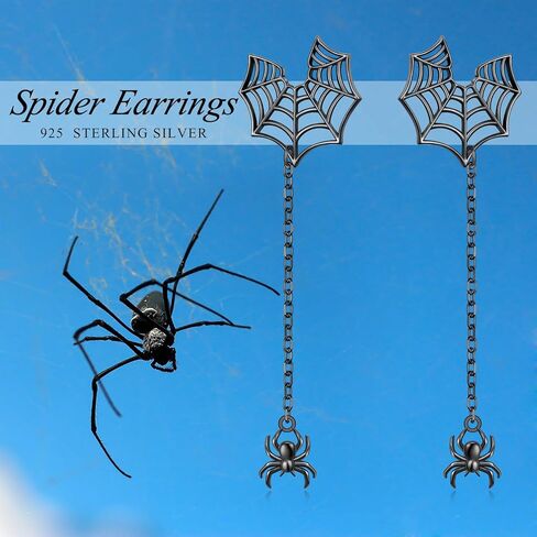 أقراط متدلية من الهالوين بو جوست سبايدر للنساء S925 من الفضة الإسترليني مجوهرات حلق مخيف in Kuwait