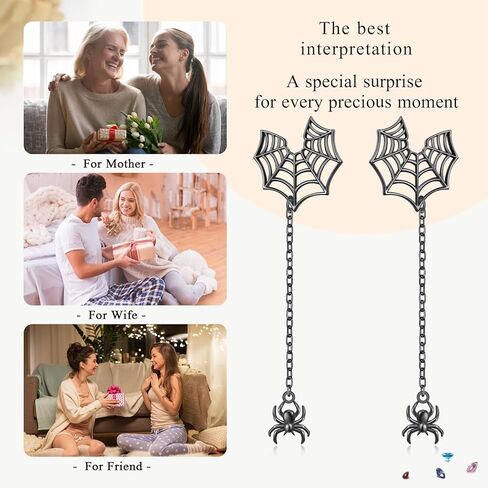 أقراط متدلية من الهالوين بو جوست سبايدر للنساء S925 من الفضة الإسترليني مجوهرات حلق مخيف in Kuwait