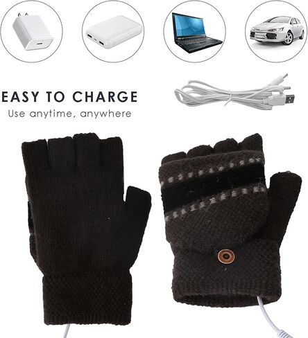 قفاز تدفئة USB للرجال والنساء، مدفئات يد USB لشتاء دافئ بأصابع كاملة ونصف أصابع دافئة لليد قفازات تدفئة USB للكمبيوتر المحمول in Kuwait