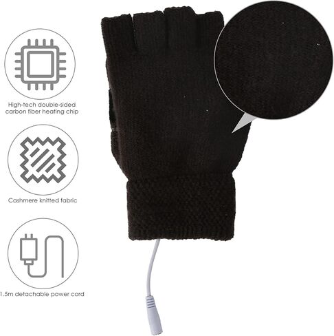 قفاز تدفئة USB للرجال والنساء، مدفئات يد USB لشتاء دافئ بأصابع كاملة ونصف أصابع دافئة لليد قفازات تدفئة USB للكمبيوتر المحمول in Kuwait