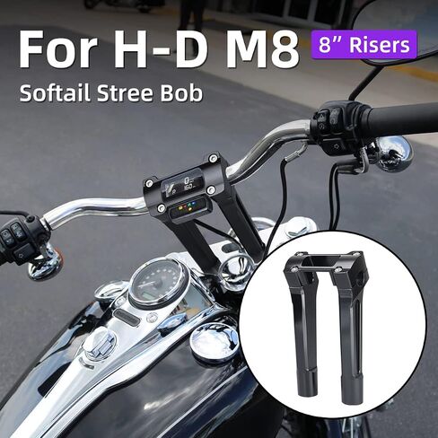 Motorcycle Handlebar Risers Compatible with Digital Dashboards, Straight One Piece Tall Handle Bar Risers Extension for Harley Newer M8 Softail Street Bob Breakout 2018-2022 Lowrider ST 2022 (8 inch) in Kuwait