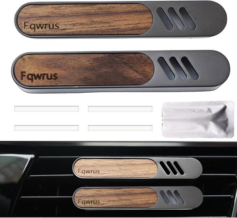 car air freshener Vent Clip,Car Perfume Diffuser Women Men Automotive Fragrance Decoration, with4 Sponge Sticks and 1perfume droppers (Metal+Walnut, 2) in Kuwait