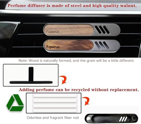 car air freshener Vent Clip,Car Perfume Diffuser Women Men Automotive Fragrance Decoration, with4 Sponge Sticks and 1perfume droppers (Metal+Walnut, 2) in Kuwait