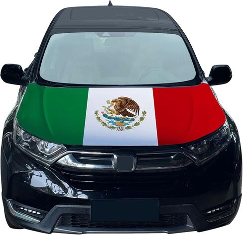 Mexico Hood Cover Flag - 59x51 in Car Hood Cover Mexico Flag for Car Decor, Patriotic Car Mexico Flag Car Bonnet Banner with 2 Pack Adjustable Triangular Fasteners in Kuwait